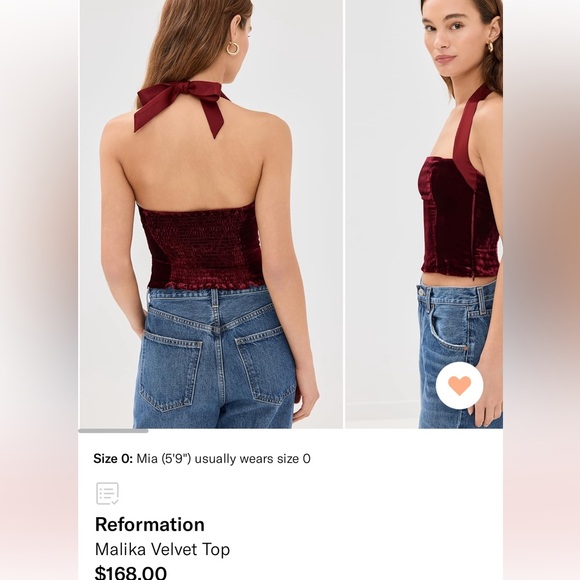 Reformation Malika Velvet Top - Picture 2 of 5